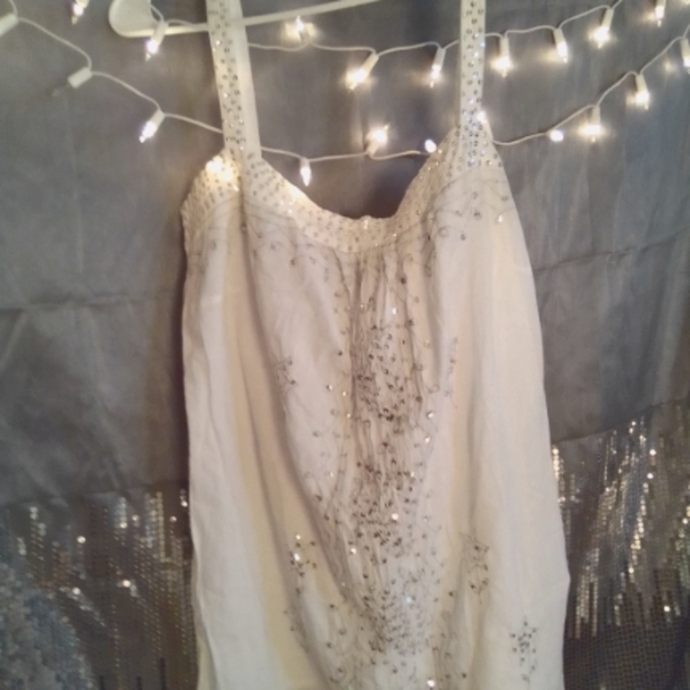 Sequined Embellished White Top